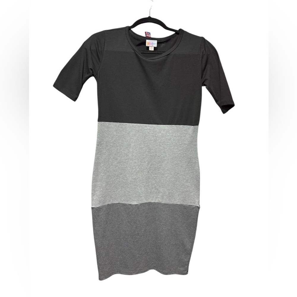 LuLaRoe Julia Black and Gray Mini Dress